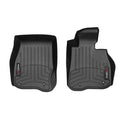 Weathertech Floorliner for BMW 4 Series Coupe/Gran Coupe/Cabrio (2014-2020, RWD) 1st row—two black molded mats with textured grooves, raised edges, and a small branded label provide superior floor protection and perfect vehicle fit.