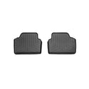 A pair of black WeatherTech Floorliner mats for BMW 3 Series Sedan/Wagon (E90/E91, 2005-2014), featuring raised edges and grooves for superior floor protection, displayed side by side on a white background.