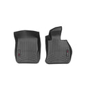 Weathertech Floorliner for BMW X1 AWD Auto (2009-2015) E84, 1st Row: two black, custom-fit mats with grooved patterns and raised edges, shown side by side on a white background, offer superior carpet protection.