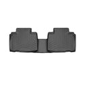 The WeatherTech Floorliner for Ford Edge (2016–) 2nd Row is a black molded rubber mat with raised edges and grooves, designed for superior rear floor protection, offering the same high quality as other WeatherTech car mats.