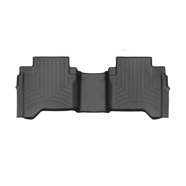 WeatherTech Floorliner for Toyota Hilux (2016-) 2nd Row features contoured, high-density tri-extruded material with raised edges and grooves, offering advanced rear floor protection including the center hump.