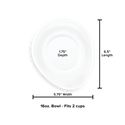 Overhead view of the WeatherTech Single Pet Feeding Bowl Plastic by Weathertech in white. Dimensions: 6.5" L x 5.75" W x 1.75" D. Holds 16 oz (2 cups) and is dishwasher safe for easy cleaning; made from non-toxic materials.