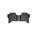 The Weathertech Floorliner for Toyota Hilux (2016-) 2nd Row is a black, contoured all-weather mat with raised edges and grooves, offering advanced floor protection against dirt and spills.