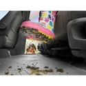 A colorful muddy boot steps onto a car mat, leaving dirt as a surprised child looks in. WeatherTech Floorliner for Toyota RAV 4th Gen (2013-2018, 1st Row) keeps your vehicle interior clean and protected from messes.