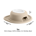 The WeatherTech Single Elevated Pet Feeding System by Weathertech is a tan, spill-proof pet bowl with a white rim.