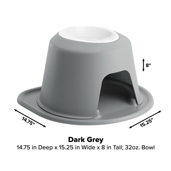 The WeatherTech Single Elevated Pet Feeding System by Weathertech features a grey base with a white lid, combining style and convenience for your pet.