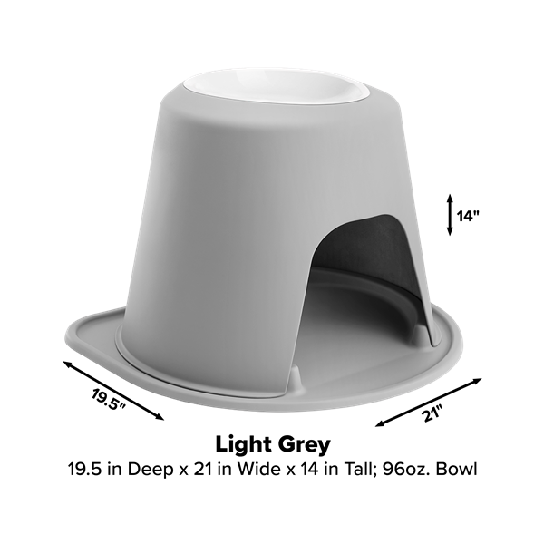 The WeatherTech Single Elevated Pet Feeding System by Weathertech is a small grey container with a small hole, ergonomically designed as a pet bowl for easy and comfortable feeding.