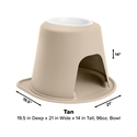 The WeatherTech Single Elevated Pet Feeding System by WeatherTech features an ergonomic 96 oz pet bowl, arched opening below, and wide stable base. Dimensions: 19.5" deep, 21" wide, and 14" tall. Color: Tan.