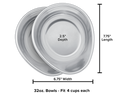Weathertech Pair Bowls Stainless Steel, each with 2.5 depth, are safe and durable non-toxic pet bowls, perfect for everyday use.