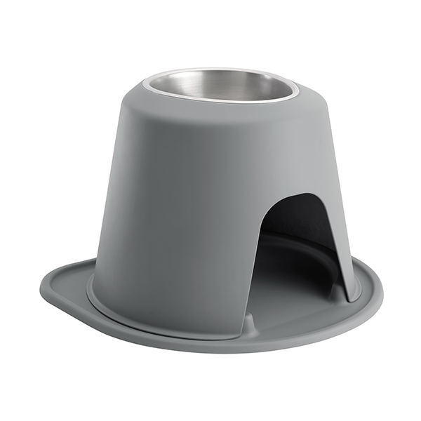 The WeatherTech Single Elevated Pet Feeding System by WeatherTech is a grey container with a hole, designed to elevate your pet's meals.
