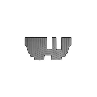 The WeatherTech Floorliner for BMW X5 (E70) 2007-2013 3rd Row is a black, rectangular mat with raised geometric grooves and a center U-cutout, offering superior floor protection on a plain white background.