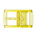 The Weathertech WeatherTech Star Belt features a translucent yellow plastic buckle with two embossed stars, ideal for a metal-free belt. Shown on a white background.