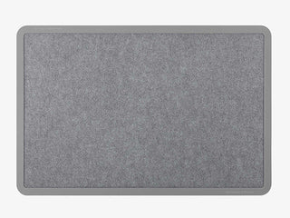 The WeatherTech Carpet Mat by Weathertech is a rectangular, gray fabric desk mat with rounded corners and a darker gray border, styled like a commercial-grade doormat and shown on a light gray background.