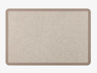 The WeatherTech Carpet Mat by Weathertech is a rectangular beige entrance mat with a darker beige border, featuring a subtle textured pattern, displayed on a light gray background.