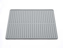 Rectangular gray WeatherTech Dish Mat Contain with a series of parallel drainage ridges.